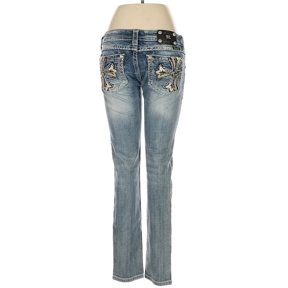 ✨MISS ME✨Women's Blue Denim Low Rise Skinny Jeans - Picture 3 of 5